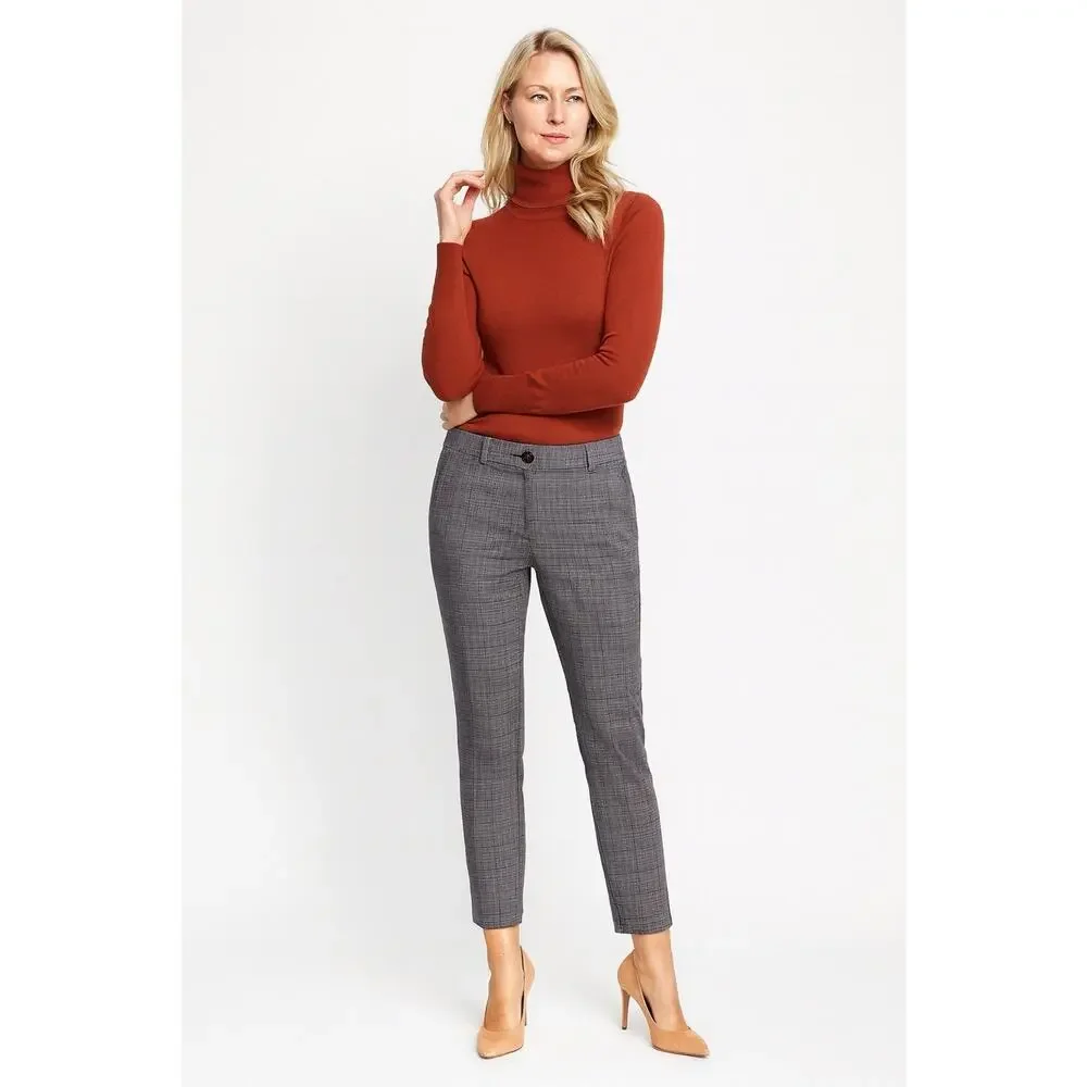 Loft Trouser Pants Work Office High Waist Skinny Plaid Comfort Size 8 Stretch